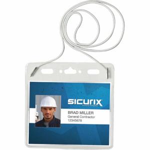 SICURIX BAU 67838 Convention Badge Holder, Horizontal, Clear, Blank, Plastic, 25 PK | CU2RBR 54HP66