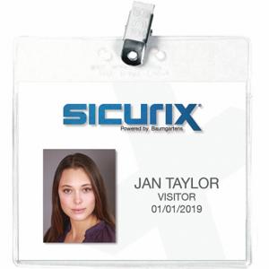 SICURIX BAU 67840 Convention Badge Holder, Horizontal, Clear, Blank, Plastic, 50 PK | CU2RBU 54HP67