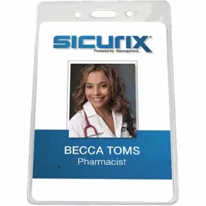 SICURIX BAU 67880 Government Badge Holder, Vertical, Clear, Blank, Plastic, 4 41/64 Inch Length | CU2RAG 54HP69