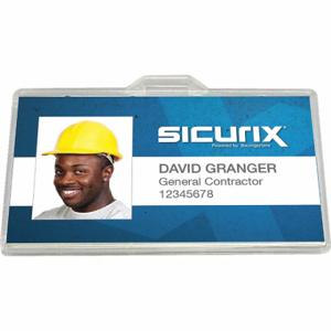 SICURIX BAU 68110 ID Badge Holder, Horizontal, Clear, Blank, Plastic, 3 45/64 Inch Length, 11/64 Inch Width | CU2RAN 54HP59