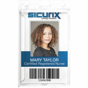 SICURIX BAU 68140 Rigid Badge Holder, Vertical, Clear, Blank, Polycarbonate, 5 1/2 Inch Length | CU2RBD 54HP62