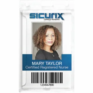 SICURIX BAU 68140 Rigid Badge Holder, Vertical, Clear, Blank, Polycarbonate, 5 1/2 Inch Length | CU2RBD 54HP62