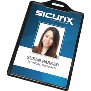 SICURIX BAU 68320 ID Badge Holder, Vertical, Black, Blank, Plastic, 4 Inch Length, 4 25/64 Inch Width | CU2RAW 54HP58