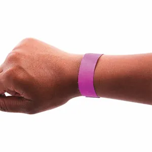 SICURIX BAU 85014 Security Wristband, Waterproof, Blank, Purple, Consecutively Numbered, Tyvek, 100 PK | CU2RDT 54HP95