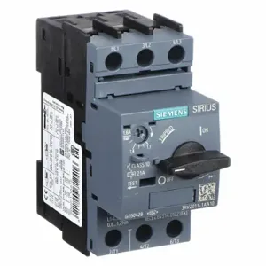 SIEMENS 3RV20111AA10 Manual Motor Starter, Rotary Knob, No Enclosure, 1.1 To 1.6, 1.1 To 1.6A, 3 Poles, 600 Vac | CU2UZE 13L137