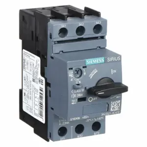 SIEMENS 3RV20214CA10 Manual Motor Starter, Rotary Knob, No Enclosure, 17 To 22, 17 To 22A, 3 Poles, 600 Vac | CU2UZK 13Y463