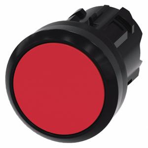 SIEMENS 3SU1000-0AB20-0AA0 Push Button Operator, 22 mm Size, Momentary, Red, Flush Button, Plastic | CU2WCF 411H54
