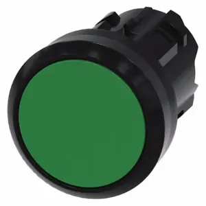 SIEMENS 3SU1000-0AB40-0AA0 Push Button Operator, 22 mm Size, Momentary, Green, Flush Button | CU2WBV 411H56