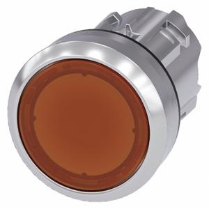 SIEMENS 3SU1051-0AB00-0AA0 Illuminated Push Button Operator, 22 mm Size, Momentary, Amber, Metal | CU2VZR 411H99