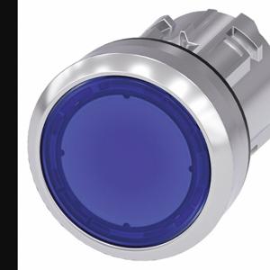SIEMENS 3SU1051-0AB50-0AA0 Illuminated Push Button Operator, 22 mm Size, Momentary, Blue, Metal | CU2WDH 411J03