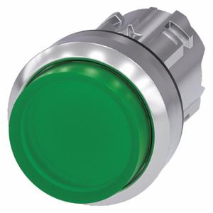 SIEMENS 3SU1051-0BB40-0AA0 Illuminated Push Button Operator, 22 mm Size, Momentary, Green, Metal | CU2VZY 411J09