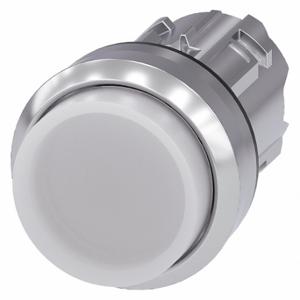 SIEMENS 3SU1051-0BB60-0AA0 Illuminated Push Button Operator, 22 mm Size, Momentary, White, Metal | CU2WAG 411J11