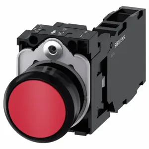 SIEMENS 3SU1100-0AB20-1FA0 Non-Illuminated Push Button, 22 mm Size, Momentary, Red, Plastic | CU2VGX 411K28