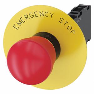 SIEMENS 3SU1100-1HA20-1FG0 Emergency Stop Push Button, 22 mm Size, Maintained Push/Pull, Red, 1No/1Nc | CU2RTG 411K41