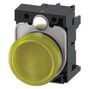 SIEMENS 3SU1102-6AA30-1AA0 Pilot Light Complete, 22 mm Size, Full Volt, 24VAC/DC, Yellow, LED, Round | CU2VUB 411J80