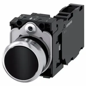 SIEMENS 3SU1150-0AB10-1FA0 Non-Illuminated Push Button, 22 mm Size, Momentary, Black, Metal | CU2VMQ 411K22