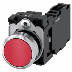 SIEMENS 3SU1150-0AB20-1FA0 Non-Illuminated Push Button, 22 mm Size, Momentary, Red, Plastic | CU2VLY 411K23