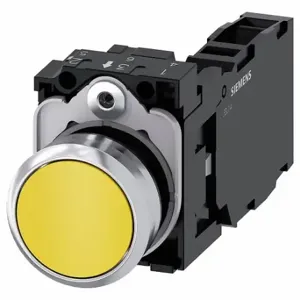 SIEMENS 3SU1150-0AB30-1FA0 Non-Illuminated Push Button, 22 mm Size, Momentary, Yellow, Metal | CU2VHA 411K50