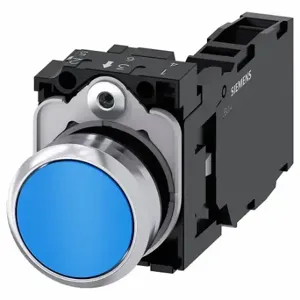 SIEMENS 3SU1150-0AB50-1FA0 Non-Illuminated Push Button, 22 mm Size, Momentary, Blue, Plastic | CU2VGR 411K52