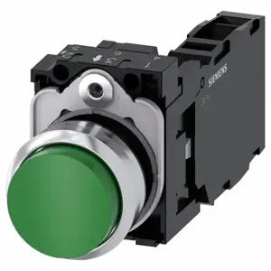 SIEMENS 3SU1150-0BB40-1FA0 Non-Illuminated Push Button, 22 mm Size, Momentary, Green, Metal | CU2VMB 411K56