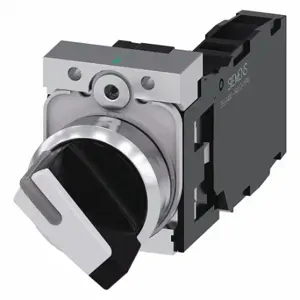 SIEMENS 3SU1150-2BF60-1FA0 Non-Illuminated Selector Switch, 22 mm Size, 2 Position, Maintained/Maintained, Metal | CU2WVR 411K60