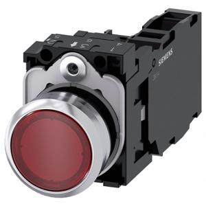 SIEMENS 3SU1153-0AB20-1FA0 Illuminated Push Button, Momentary, Red, 120V Ac, Led, 1No/1Nc, 69K | CU2UGH 411K66