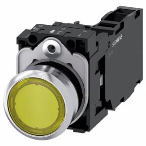 SIEMENS 3SU1153-0AB30-1FA0 Beleuchteter Drucktaster, tastend, gelb, 120 V AC, LED, 1 Schließer/1 Öffner | CU2UNY 411K67