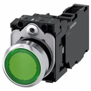 SIEMENS 3SU1153-0AB40-1FA0 Illuminated Push Button, Momentary, Green, 120V Ac, Led, 1No/1Nc | CU2UGE 411K68