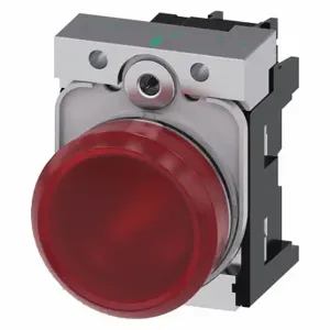 SIEMENS 3SU1153-6AA20-1AA0 Pilot Light Complete, 22 mm Size, Full Volt, 120VAC, Red, LED, Round, Pressure Plate | CU2VUX 411J88