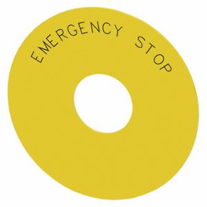 SIEMENS 3SU1900-0BC31-0DA0 Legend Plate, Emergency Stop, Round, Plastic, Yellow, 2.95 Inch Height, 2.95 Inch Wd | CU2URR 411H33