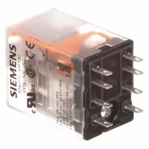 SIEMENS 3TX7111-3DF13C Plug-In Relay, Socket Mounted, 10 A Current Rating, 120VAC, 8 Pins/Terminals, DPDT | CP4MBR 56JX27