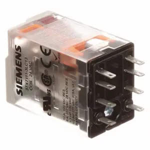 SIEMENS 3TX7111-3LC13 Plug-In Relay, Socket Mounted, 12 A Current Rating, 24VAC, 8 Pins/Terminals, DPDT | CP4MCJ 56JX30