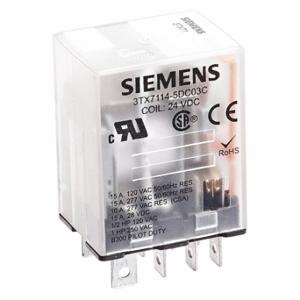 SIEMENS 3TX7114-5DC03C Plug-In Relay, Socket Mounted, 15 A Current Rating, 24V DC, 8 Pins/Terminals, DPDT | CP4MDE 56JX43