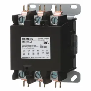 SIEMENS 42GE35AJ Definite Purpose Magnetic Contactor, 3 Poles, 90 A Full Load Amps-Inductive, 24VAC | CU2RLR 56JY16