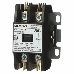 SIEMENS 45EG10AHA Definite Purpose Magnetic Contactor, 1 Poles, 30 A Full Load Amps-Inductive | CU2RLA 56JY18