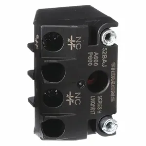 SIEMENS 52BAJ Contact Block, 30Mm Size, 1Nc Contact Form, 10A Ac/5A Dc At 600VAC/Dc Contact Rating | CH6KET 6EXD6