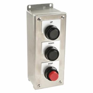 SIEMENS 52C332S Push Button Control Station, Momentary/Momentary/Momentary, 1No/1Nc, Up/Down/Stop, 4X | CU2RLW 6EXD4