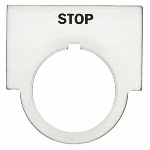 SIEMENS 52NL04 Legend Plate, Stop, 1/2 Round, Aluminum, Brushed Aluminum, 1.44 Inch Height, 2 Inch Wd | CU2UTE 6EXE8