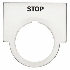 SIEMENS 52NL04 Legend Plate, Stop, 1/2 Round, Aluminum, Brushed Aluminum, 1.44 Inch Height, 2 Inch Wd | CU2UTE 6EXE8