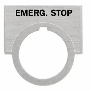 SIEMENS 52NL16 Legend Plate, Emergency Stop, 1/2 Round, Aluminum, Brushed Aluminum, 1.44 Inch Ht | CU2URP 6EXE0