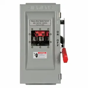 SIEMENS HF361JW Safety Switch, Fusible, 30 A, Three Phase, 600 Vac, Galvanized Steel, Indoor | CU2WKM 20RC96