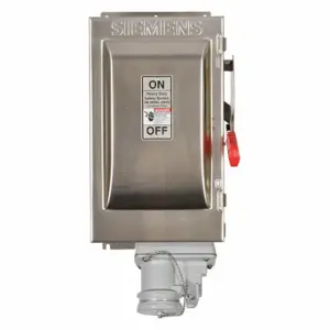 SIEMENS HF361SCH Safety Switch, Fusible, 30 A, Three Phase, 600V AC, 304 Stainless Steel, Indoor/Outdoor | CU2WKQ 31ED32