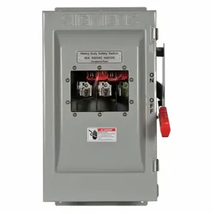 SIEMENS HF362JW Safety Switch, Fusible, 60 A, Three Phase, 600 Vac, Galvanized Steel, Indoor | CU2WLP 20RC97