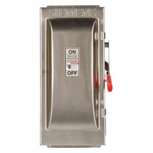 SIEMENS HF363SS Safety Switch, Fusible, 100 A, Three Phase, 600V AC, 316 Stainless Steel, Indoor/Outdoor | CU2WHN 31ED35