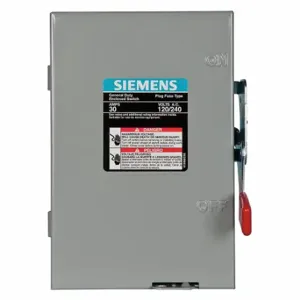 SIEMENS LF211N Safety Switch, Fusible, 30 A, Single Phase, 240 Vac, Galvanized Steel, Indoor | CU2WJX 20RC75