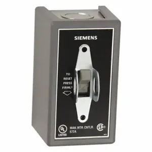 SIEMENS SMFFR1 Manual Motor Starter, 1 Poles, 9/7/3R, Std/Starter with Handle Guard/Lock-Off, Toggle | CU2UYN 56JY73