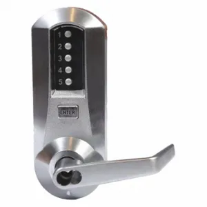 SIMPLEX 5021CWL-26D-41 Mechanical Push Button Lockset, Winston Lever, Entry with Key Override, Satin Chrome | CU2YFZ 28XR55