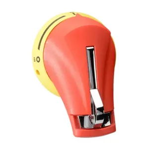 SOCOMEC 141E2911 Rotary Handle, Pistol, Heavy Duty Metallic Hasp, Red/Yellow, External Front Mount | CV7PWF