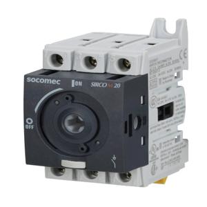 SOCOMEC 22003001 Rotary Disconnect Switch, Load Break Capable, 3-Pole, 600 VAC, 20A, 65Ka Sccr | CV8ATN