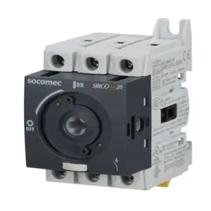 SOCOMEC 22003001 Rotary Disconnect Switch, Load Break Capable, 3-Pole, 600 VAC, 20A, 65Ka Sccr | CV8ATN